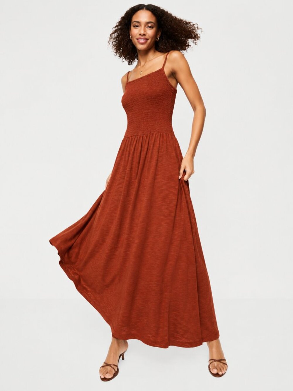 Old Navy Rust Smocked Maxi Dress | Adjustable Straps | Boho Summer | Medium